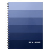 Carnet Bleu rétro avec nom Simple Sans Serif (Devant)
