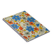 Carnet Bleu rétro, Jaune & Orange Floral (Côté Droit)