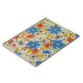 Carnet Bleu rétro, Jaune & Orange Floral (Côté gauche)