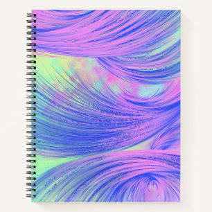 Carnet Bleu rose élégant Plumes Abstraites