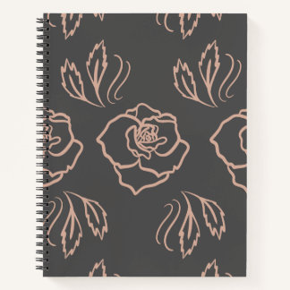 Carnet Bleu Rose Line Art / Élégant Floral