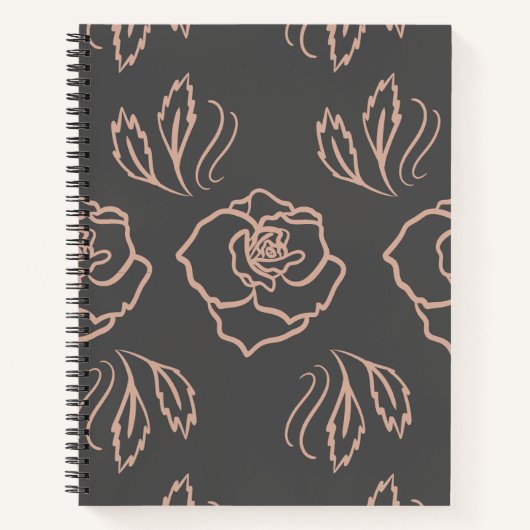 Carnet Bleu Rose Line Art / Élégant Floral (Devant)