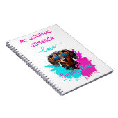 Carnet Bleu rose mignon Dachshund chien (Côté Droit)