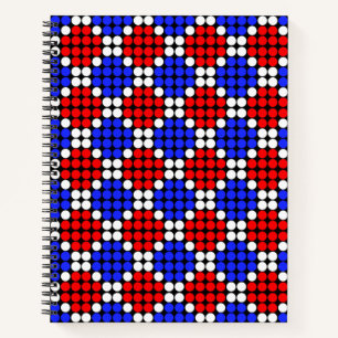 Carnet Bleu Rouge Blanc Moderne Diamants Pointillés sur F