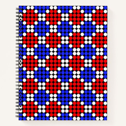 Carnet Bleu Rouge Blanc Moderne Diamants Pointillés sur F (Devant)