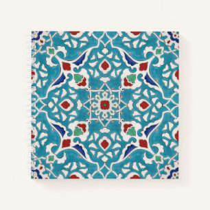 Carnet Bleu Rouge Vert Blanc Portugais Azulejo Motif