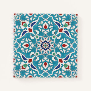 Carnet Bleu Rouge Vert Blanc Portugais Azulejo Motif
