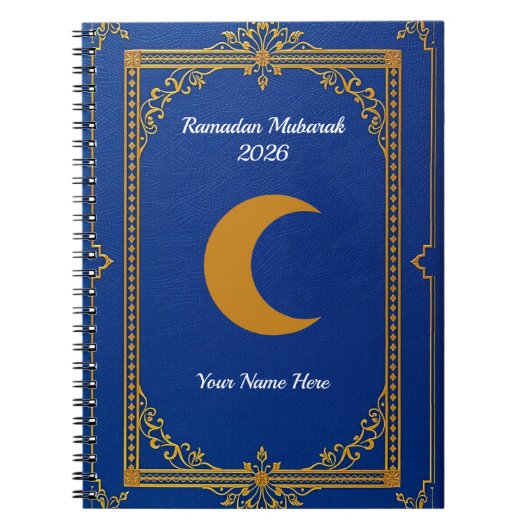 Carnet Bleu Royal Ramadan Filigrane Doré (Devant)