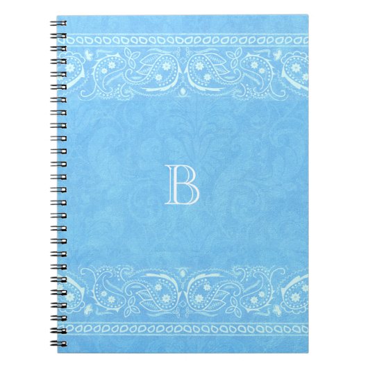 Carnet Bleu rustique paisley campagne occidental simple c (Devant)