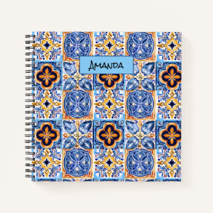 Carnet Bleu sicilien Bleu blanc céramique méditerranéenne