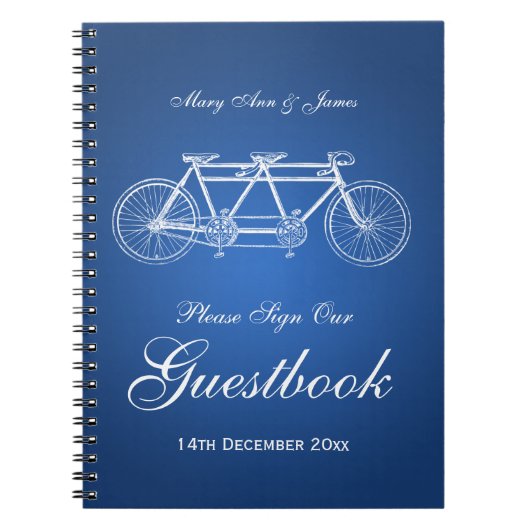 Carnet Bleu tandem de vélo de Guestbook de mariage (Devant)