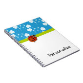 Carnet Bleu tendance Ladybug Floral avec nom (Côté Droit)