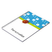 Carnet Bleu tendance Ladybug Floral avec nom (Côté gauche)