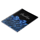 Carnet Bleu tendance Zèbre Imprimer FAUX Glitz Bow avec n (Côté gauche)