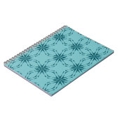 Carnet bleu turquoise, cool, abstraction fleur tendance (Côté gauche)