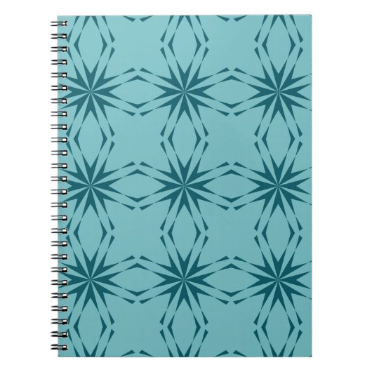 Carnet bleu turquoise, cool, abstraction fleur tendance (Devant)