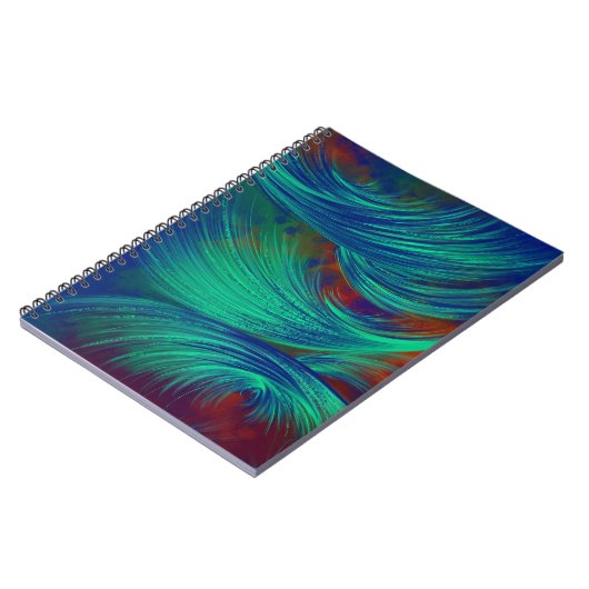 Carnet Bleu Vert élégant Plumes Abstraites (Côté gauche)