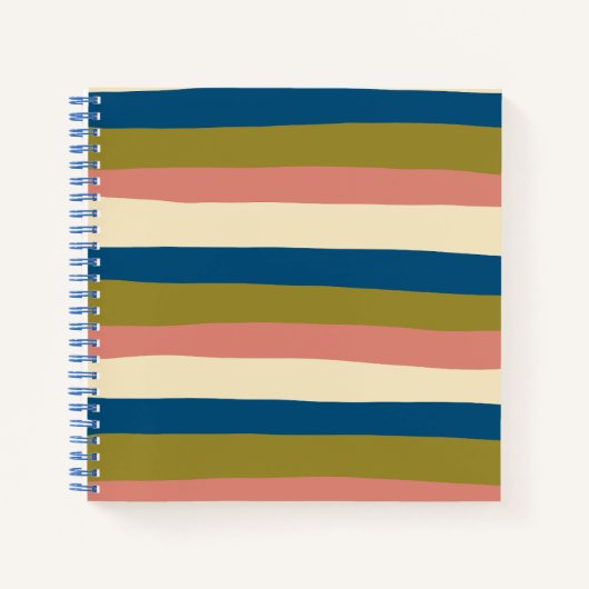 Carnet Bleu, vert olive, rose et crème (Devant)