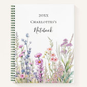 Carnet bleu violet fleur sauvage (Devant)