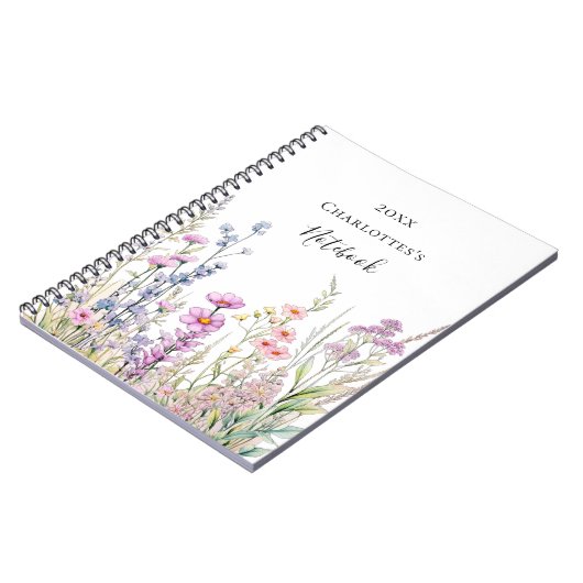 Carnet bleu violet fleur sauvage (Côté gauche)