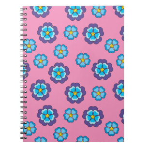Carnet Bleu Violet rose motif floral