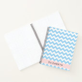 Carnet Bleu Zigzag, Bleu Chevron, Vague Motif, Votre Nom (Intérieur)