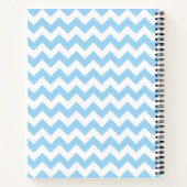 Carnet Bleu Zigzag, Bleu Chevron, Vague Motif, Votre Nom (Dos)