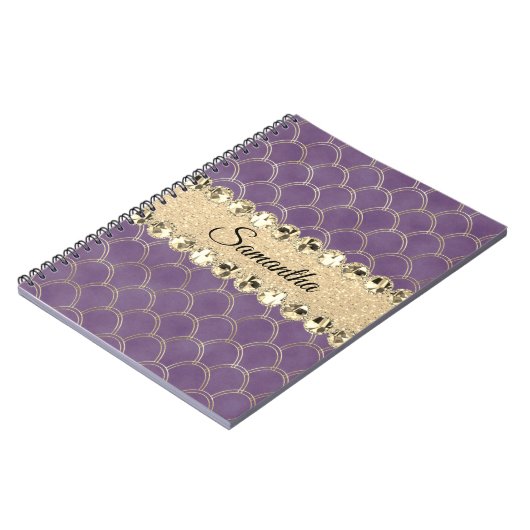 Carnet Bling Diamant à huile violet et or (Côté gauche)