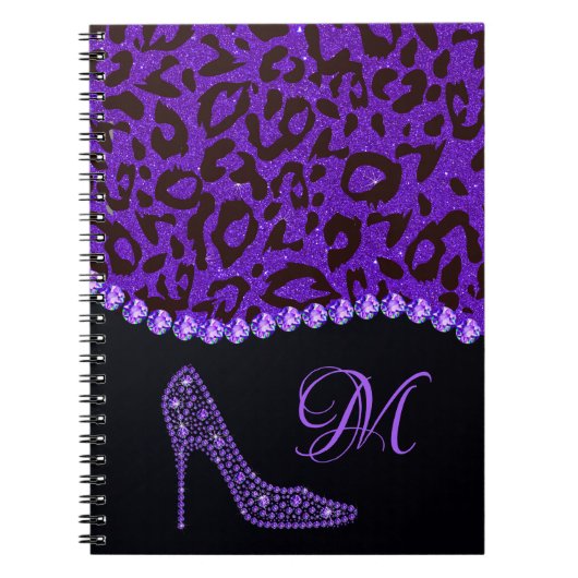 Carnet Bling Sparkle Diamond Parties scintillant Leopard  (Devant)