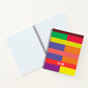 Carnet Bloc de couleur Bande Nom du monogramme Arc-en-cie