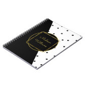 Carnet Bloc de couleur noir et blanc Pois avec nom (Côté gauche)