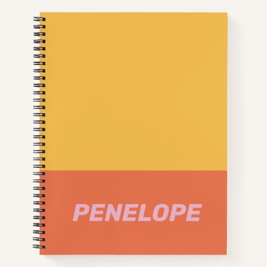 Carnet Bloc de couleur orange jaune Nom personnalisé mode (Devant)