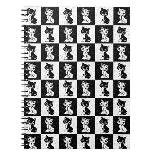 Carnet Bloc de monogramme noir blanc pour chat (Devant)