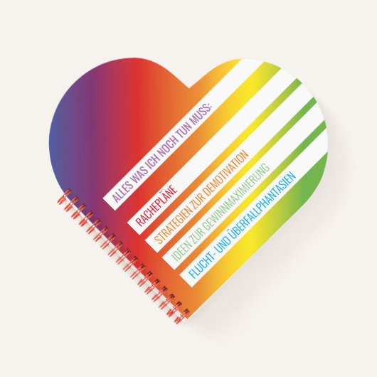 Carnet Bloc-notes arc-en-ciel cœurs ironiques (Devant)
