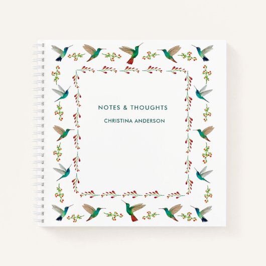 Carnet Bloc-notes de bordure de colibri personnalisé (Devant)