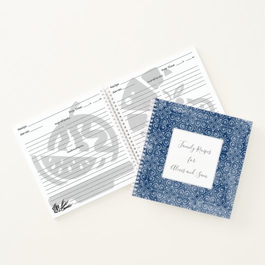 Carnet Bloc-notes de la famille personnalisée Batik Navy (Intérieur)