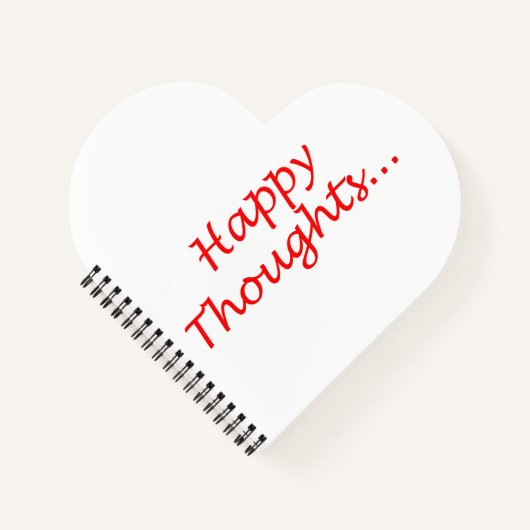Carnet Bloc-notes en forme de coeur "Happy Thoughts" (Devant)