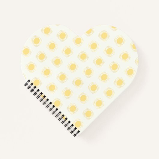 Carnet Bloc-notes en forme de Coeur Soleil Boho en Jaune (Devant)