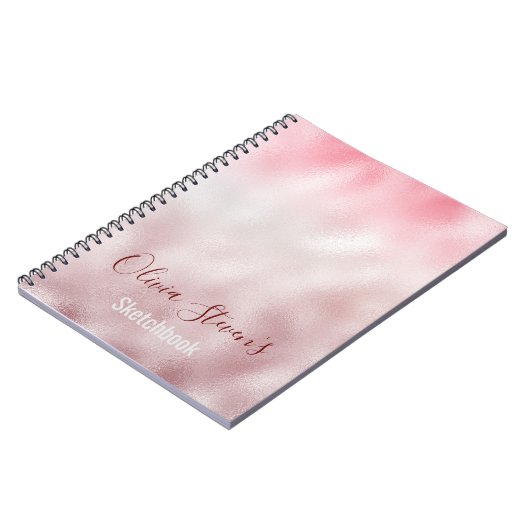 Carnet Bloc-notes holographique chic rose (Côté gauche)