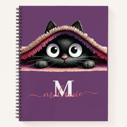 Carnet Bloc-notes monogrammé à motif de chaton Peek-a-Boo (Devant)