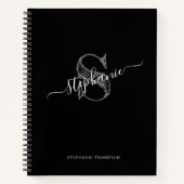 Carnet Bloc-notes personnalisé Monogramme noir blanc esqu (Devant)