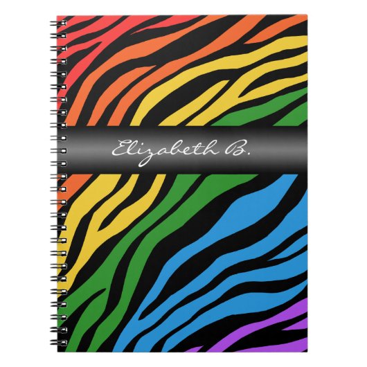 Carnet Bloc-notes personnalisé Zebra Print Rainbow Mix (Devant)
