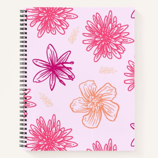 Carnet Bloc-notes rose floral (Devant)