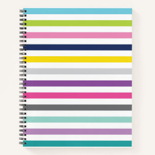 Carnet Bloc-notes spirale 8,5 x 11, rayures brillantes et