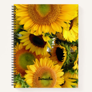 Carnet Bloc-notes tournesol avec texte et nom personnalis