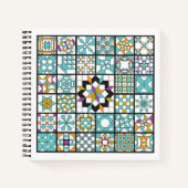Carnet Bloc-notes Turquoise moderne Sampler Quilt (Devant)