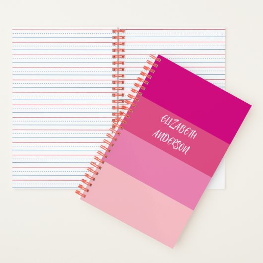 Carnet Blocage de couleur rose, bande horizontale (À l'intérieur)