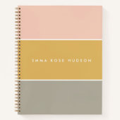 Carnet Blocage de couleur rose or gris rayure Monogramme (Devant)