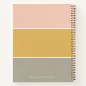 Carnet Blocage de couleur rose or gris rayure Monogramme (Dos)