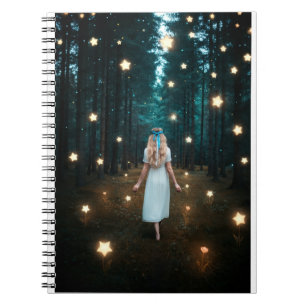 Carnet Blonde Woman in White Dress Walking Through Enchan
